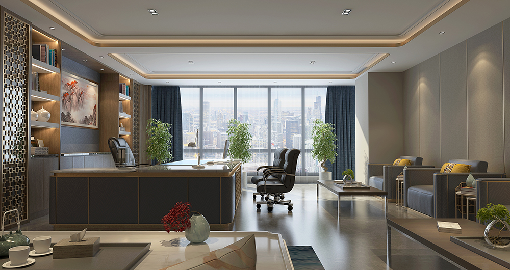 輕奢風老總辦公室裝修設(shè)計效果圖